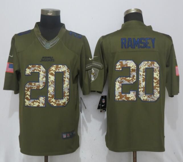 Men Jacksonville Jaguars #20 Ramsey Green Salute To Service Nike Limited NFL Jerseys->->NFL Jersey